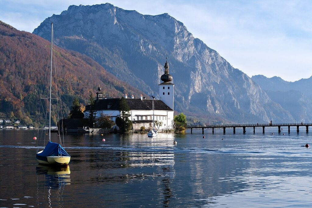 castle, sea castle, traunsee